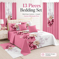Ensemble de literie de luxe pour lit king size de 13 pièces avec rideaux et tapis assortis pour la maison, vente en gros