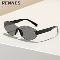 Vente en gros de lunettes de soleil d'extérieur Rennes ZY801 à monture noire ovale simple pour hommes et femmes avec lentilles optiques UV400 personnalisées