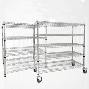 Étagère à fils à 6 niveaux avec roulettes, étagères de rangement robustes, étagère en métal réglable pour garage et cuisine, étagère en fil chromé - Product Image 2