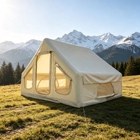 Tente de camping gonflable à double couche sans configuration requise, imperméable, en tissu Oxford, pour toutes les saisons, protection contre les moustiques