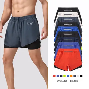 BSCI Fabricant OEM S-2XL Vêtements de fitness personnalisés pour hommes avec poche short 2 en 1 avec doublure