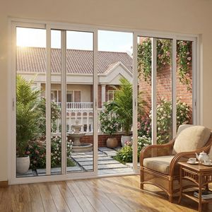 Porte coulissante à double vitrage isolant acoustiquement, en verre trempé, avec cadre en aluminium à rupture de pont thermique, pour bureau, appartement, cuisine, terrasse - Product Image 3