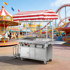 Carrito de Comida Convertible de 4 Ruedas de Acero Inoxidable Resistente a la Oxidación con Parrilla y Calentador Incorporado, Fácil de Montar para Uso en Exteriores - Product Image 4