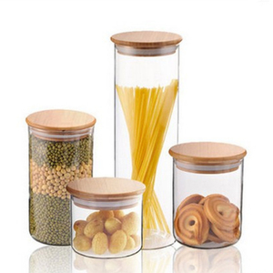 Storage Jar Custom Large Borosilicate Food Glass Storage Jar With Airtight Bamboo Lid