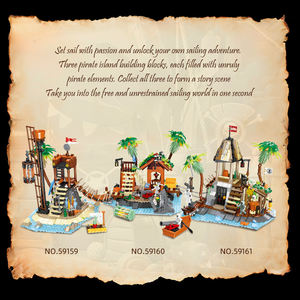 Niños Diy <span class=keywords><strong>Barco</strong></span> <span class=keywords><strong>Pirata</strong></span> Bahía personaje modelo bloques de construcción conjunto Stem juguetes educativos niños Navidad Halloween decoraciones regalo - Product Image 4