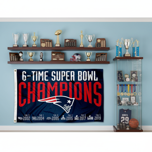 Bandera Personalizada de los New England Patriots, Campeones del Super Bowl 6 Veces, Bandera Decorativa de Alta Calidad de Poliéster para Interiores y Exteriores - Product Image 1