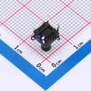 TSA06131-090B332BA Tactile Switch Through hole-4P,6.1x6.1mm Switch Single Pole Single Throw Round Button 1.8N 6.1mm - Product Image 2