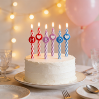 Bougie d'anniversaire en spirale Macaron HBD très vendue, décoration créative pour fête, bougies pour gâteau d'anniversaire avec support