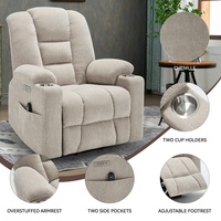 Fauteuil inclinable électrique beige en chenille, 350 lb, avec deux ports USB, porte-gobelets, montage facile sans outils