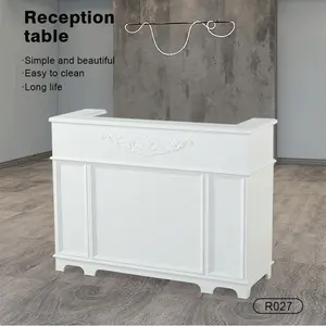 Kangmei Modern New Design French Luxury Wood High Gloss Beauty Spa Salon White Small Front Reception Desk for Sale