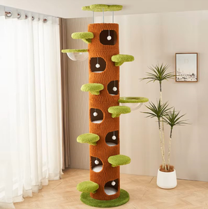 Mehrstufiger Kratz baum turm Nachhaltiger Massivholz-Katzen kletter rahmen Sisal-Kratz bäume Filzbett Hängematte Versteck höhle - Product Image 6