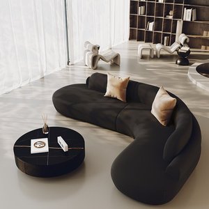 Sofá de esquina curvo, sala de estar, luz de lujo, zona de estar de oficina, cómodo sofá cama - Product Image 4