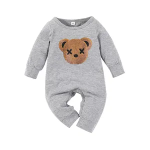 Spring and autumn baby Jumpsuit cute printed bear new newborn long sleeve creepy Jumpsuit