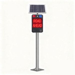 Señal de Advertencia Inteligente de Cruce Peatonal con Energía Solar, LED Rojo y Azul, Placa de Acero Laminado en Frío de 12V 50W - Product Image 3