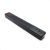 Multiprise murale BAYU 6 prises avec double USB, ignifuge, en polycarbonate, avec rallonge, norme américaine, pour bureau