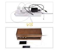 Caja de gestión de cables rectangular de madera ecológica, organizador de cables para cable de extensión, regleta de alimentación y protector contra sobretensiones
