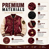 Veste de baseball en satin personnalisée du Bangladesh pour hommes, veste bomber brodée avec logo personnalisé, OEM ODM, fournisseur de streetwear