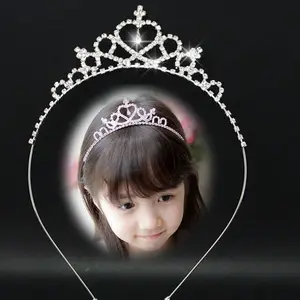 Diademas de diamantes para niña, Tiara con forma de corazón de cristal de princesa, diadema