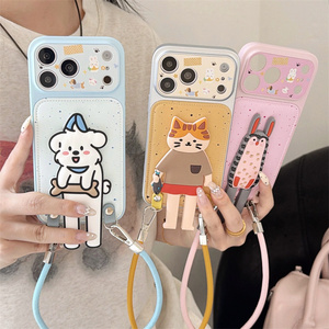 เคสโทรศัพท์หนังน่ารักลายลูกสุนัขพร้อมสายคล้องมือสำหรับ iPhone 17 16 15 14 Pro Max  พร้อมตุ๊กตาแมว ที่วางโทรศัพท์ แหวน และที่จับรูปนกฮูก - Product Image 5