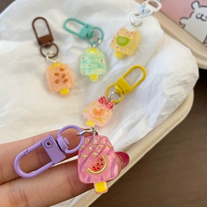 Porte-clés et breloque de sac en résine, design crème glacée aux fruits 3D et bâtonnet de glace, mignon et tendance, idéal comme cadeau - Product Image 1
