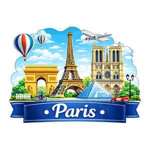 Aimant de réfrigérateur personnalisé en résine polyester 3D, souvenir de voyage moderne de taille moyenne, Paris - Product Image 3