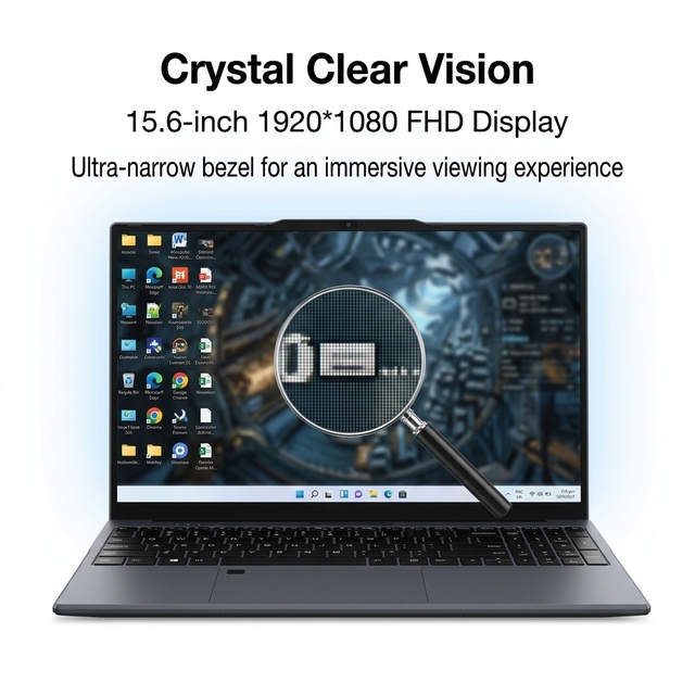 Yifang 15.6" Slim Notebook Built in Intel N95 Quad Core CPU 16GB DDR4 1080P  High-resolution Screen Personal Daily and Household