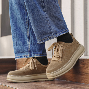 Zapatos Casuales Retro para Hombre, Primavera 2026, Cuero Nubuck Genuino, Suela Gruesa, Aumentan la Estatura, Modernos, para Uso Diario, Estilo Skate - Product Image 3