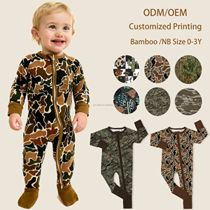 Pakaian Tidur Bayi Ruidian Berbahan Serat Bambu, Jumpsuit Bayi Nyaman untuk Luar Ruangan, Motif Camo, Lengan Panjang dengan Ritsleting - Product Image 4