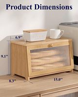 Bamboe brooddoos voor aanrechtblad, grote capaciteit organizer met magnetische acryldeur, multifunctionele opbergdoos