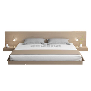 Minimalist Low <b>Platform</b> <b>Bed</b> King Size Solid Wood <b>Bed</b> <b>Frame</b> with Oak Headboard Space Saving Design for 3 Star Hotel Furniture - Product Image 4