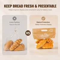Bolsa de Plástico con Cierre Zip, Resistente a la Humedad, para Pan Tostado de Supermercado, con Impresión en Huecograbado