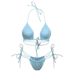 Fabrik Großhandel europäischen und amerikanischen neuen Stil Strand Dreieck Bikini Damen kreativen Badeanzug sexy rücken frei