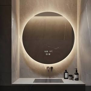 Custom Size Round Silver Framed Modern Intelligent <b>Mirror</b> with Bluetooth Defogger LED Light for Bathroom Makeup Smart <b>Mirror</b> - Product Image 6