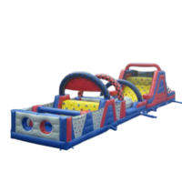Carrera de obstáculos inflable profesional para adultos de pista larga de grado comercial con tobogán deportes inflables para eventos de equipo