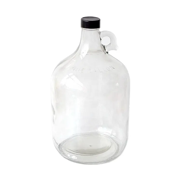 Atacado 1 <span class=keywords><strong>galão</strong></span> 128oz 4 litros transparente califórnia jarra de vinho garrafa de vidro com alça tampa preta