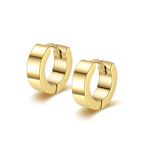 Stainless Steel Huggie Earrings Round Geometric Minimalist Unisex Fashion Hoop Earings Simple <b>Studs</b> For Daily Wear - Product Image 5