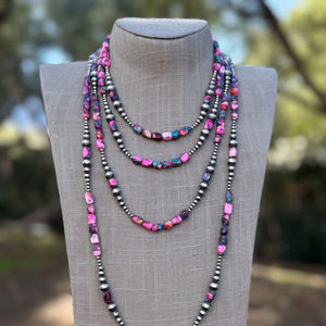 Collier artisanal en argent sterling et pierres rose rêve 3-8 mm - Product Image 1