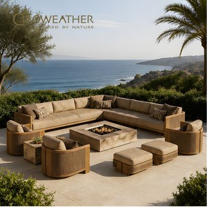 Meubles <span class=keywords><strong>de</strong></span> <span class=keywords><strong>jardin</strong></span> en teck au design moderne, résistants à l'eau, avec foyer extérieur, ensembles <span class=keywords><strong>de</strong></span> canapés <span class=keywords><strong>de</strong></span> <span class=keywords><strong>jardin</strong></span> <span class=keywords><strong>de</strong></span> luxe pour patio extérieur - Product Image 1