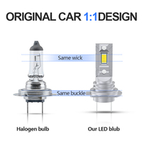 Bohlam Lampu Depan LED Kaidengzhe H7 Lurus 1:1 Mini Plug-Play 12V 30W 3000K Cahaya Emas Pengganti Lampu Depan LED untuk Mobil