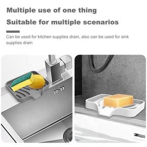 Jabonera de silicona con caño de drenaje, soporte dispensador de jabón para baño de <span class=keywords><strong>ducha</strong></span>, bandeja de esponja para fregadero de cocina - Product Image 2