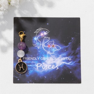 Porte-clés en améthyste naturelle, pendentif 12 signes du zodiaque pour femmes et hommes, cristal de guérison, breloque de sac, bijou personnalisé, cadeau - Product Image 1