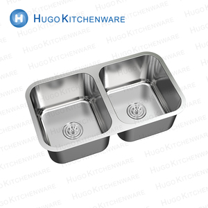 Fregadero de cocina de doble cuenco con forma Rectangular moderna personalizada, instalación de mostrador, delantal de Material Sus304, parte delantera de acero inoxidable - Product Image 3