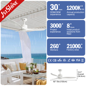 1stshine ventilateur de plafond blanc étanche pales en plastique sans lumière moteur DC ventilateur de plafond extérieur avec télécommande - Product Image 3