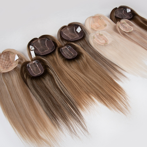 Topper en dentelle mono 3"×5" pour femmes, cheveux humains russes alignés sur les cuticules, base en soie à raie libre, nœuds invisibles - Product Image 6