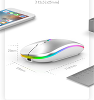 Souris de jeu silencieuse 2,4 G, rechargeable, 1600 DPI, super fine, sans fil, pour ordinateur portable PC