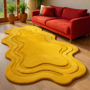 Tapis de luxe en mélange de soie et de laine tufté à la main, doux, brillant et chatoyant, pour salle à manger formelle - Product Image 1