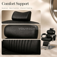 Chaise de barbier professionnelle en cuir noir, chaise de salon robuste avec repose-pieds pour équipement de salon de coiffure