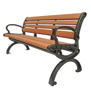 公共乡村等候金属木制wpc长凳花园座椅室外庭院公园长凳，带扶手和靠背