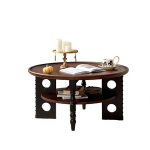 Tavolino da Caffè Rotondo Nero in Stile Retrò Moderno, Perfetto per Soggiorno, Camera da Letto o Uso Domestico - Product Image 6
