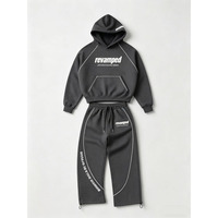 Ensemble de survêtement unisexe à imprimé lettres, 2 pièces, sweat-shirt et pantalon de survêtement surdimensionnés, tenue décontractée streetwear